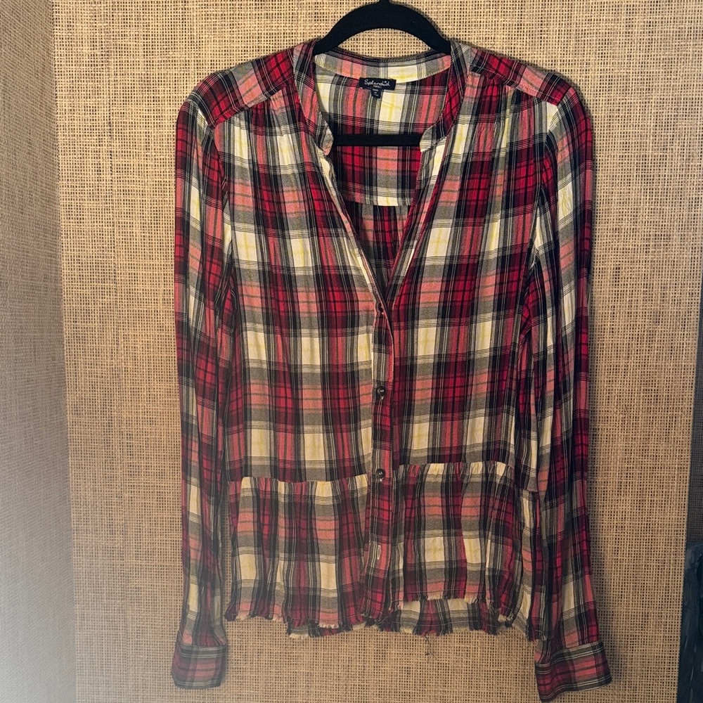 Splendid Red and Black Plaid Button-Down Shirt